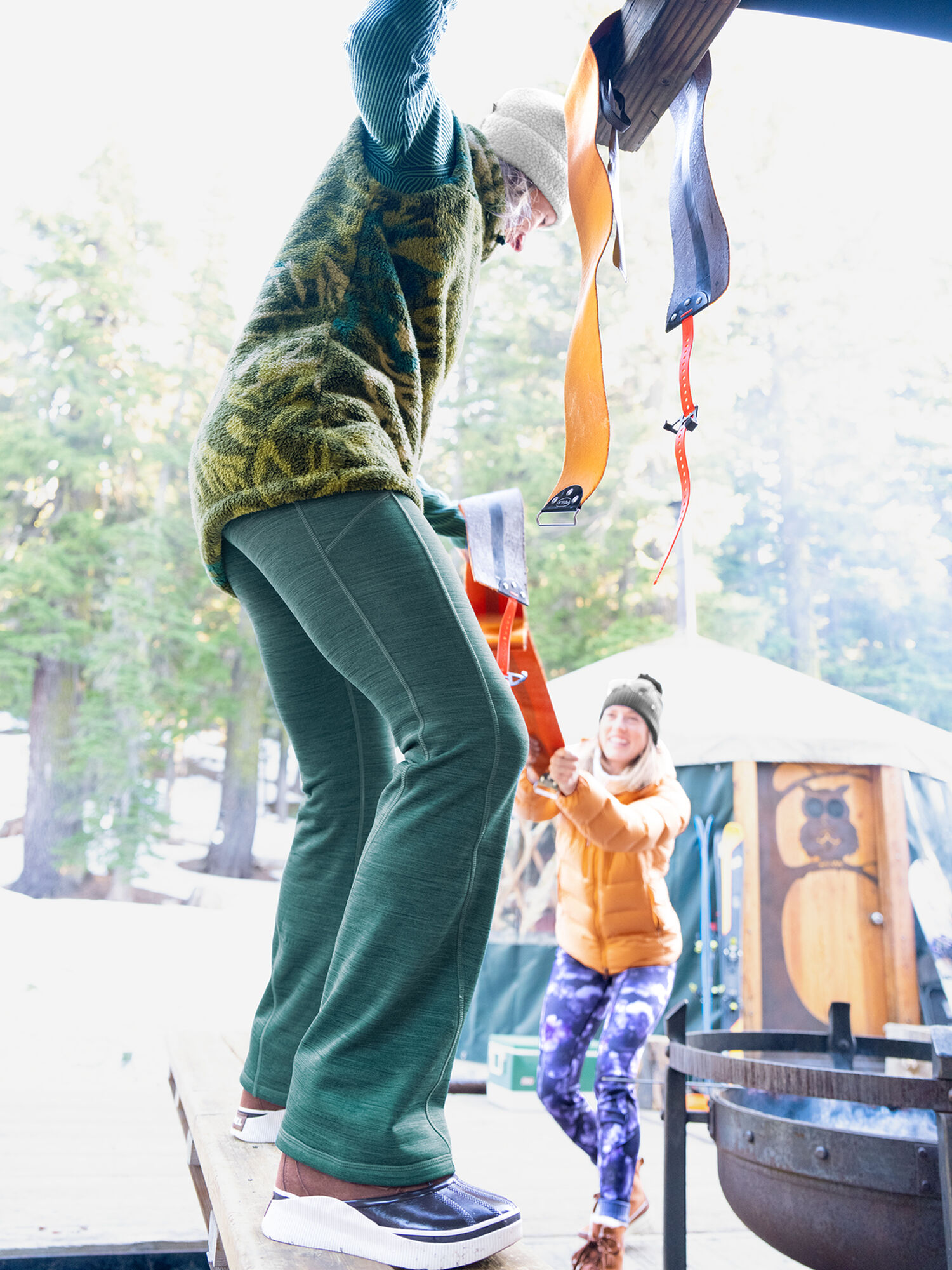 Crash Fleece Lined Flare Pants - Petite, , model