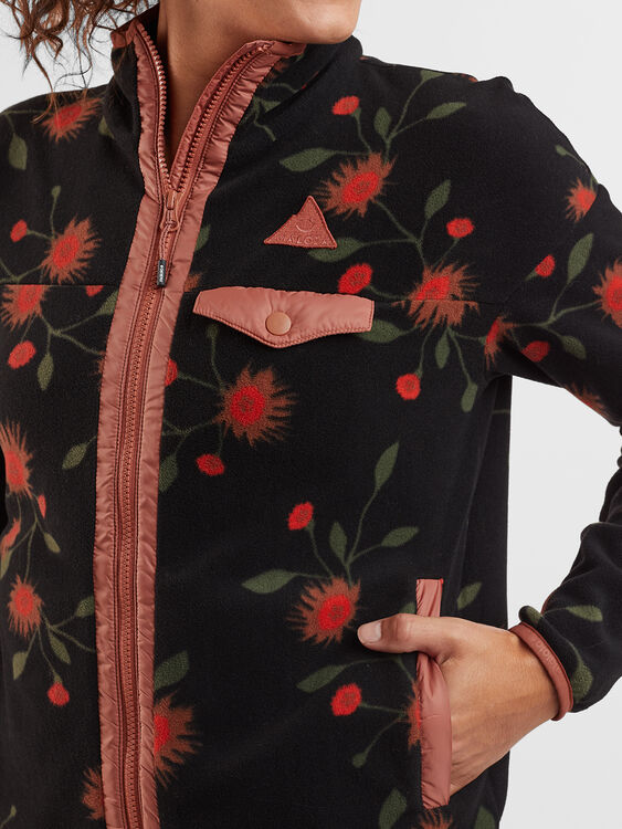 Floral Zip Up Womens Title Jacket: | Unicorn Nine Fleece