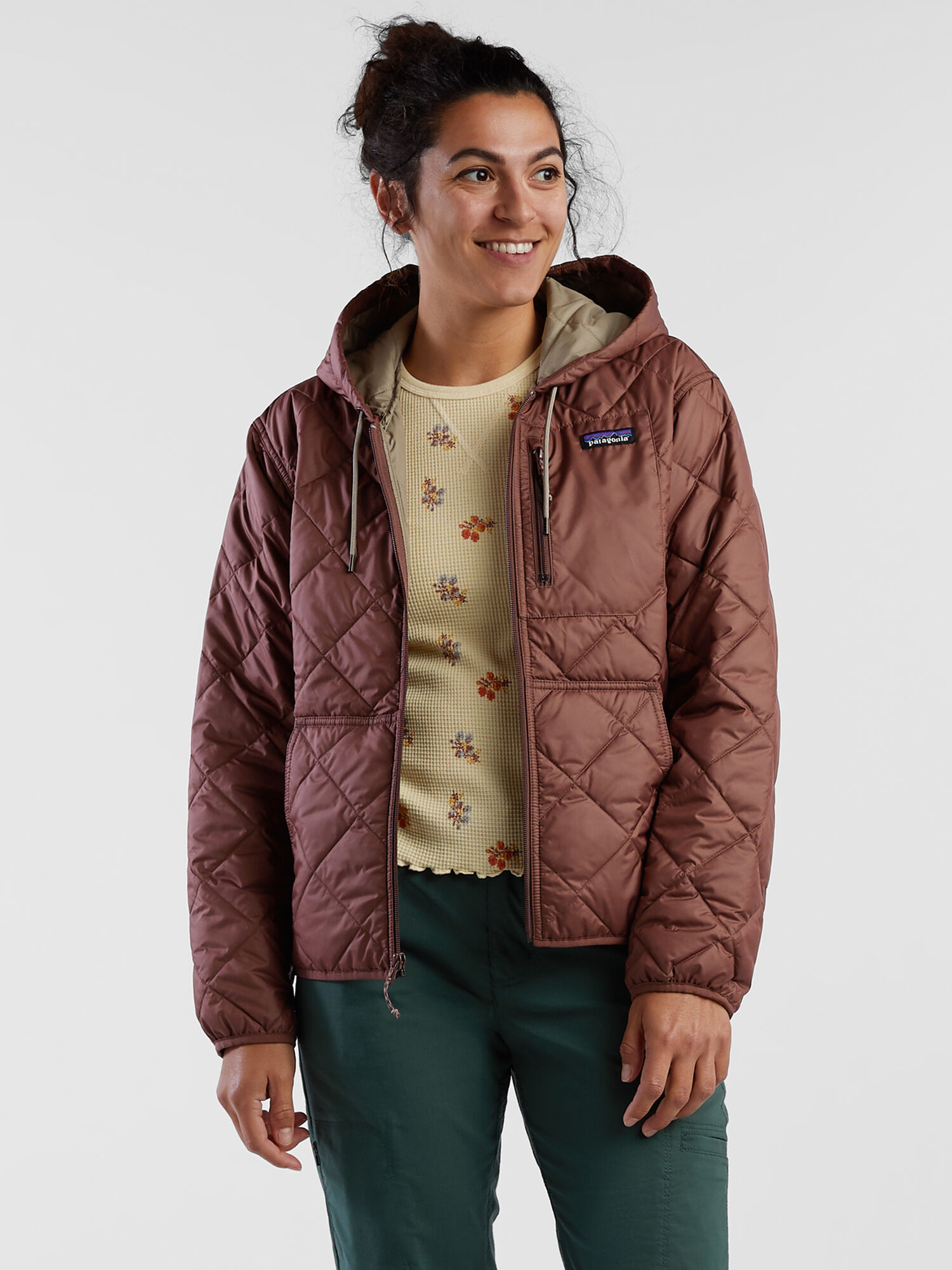 Diamond Quilted Bomber Hoodie Jacket, , original