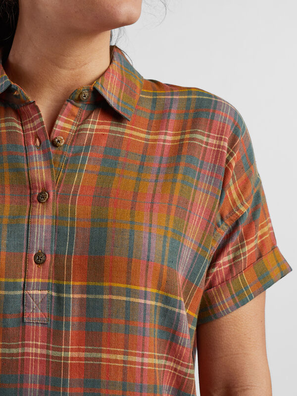 Plaiditude Short Sleeve Shirt Dress, , original
