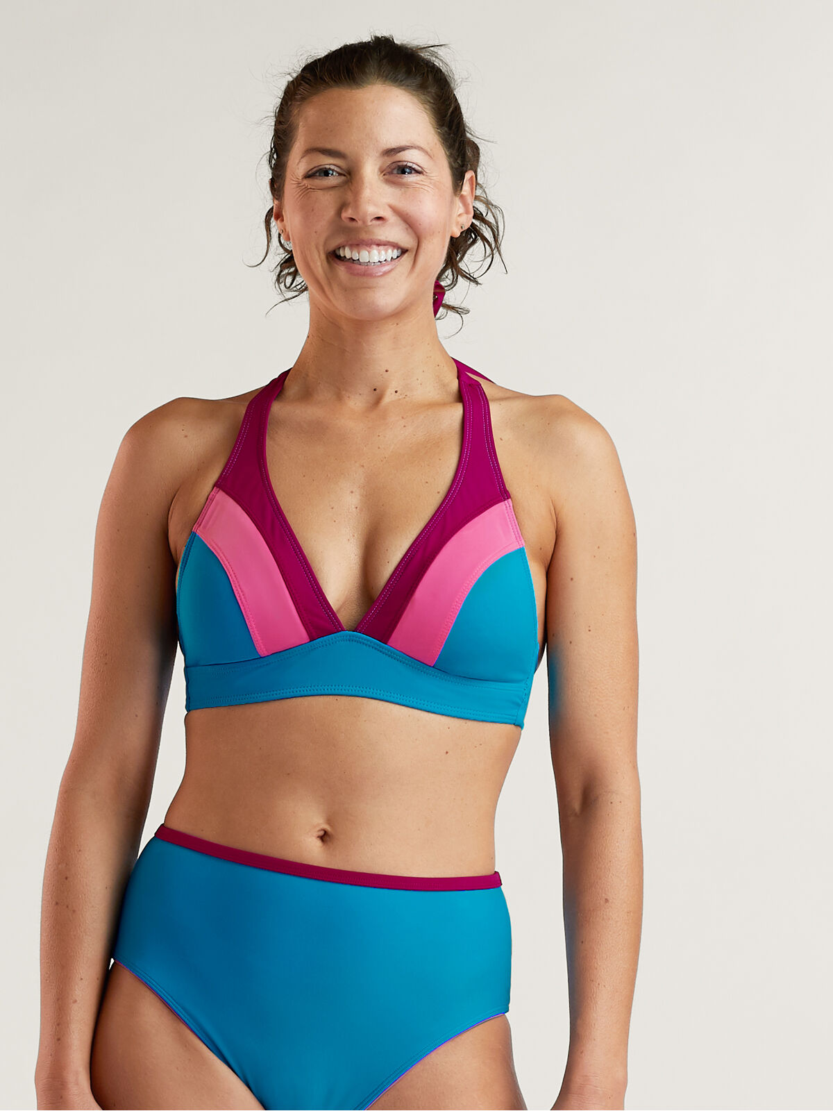 Halter Tankini Top: Set It and Forget It - Colorblock