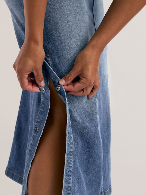 Performance Denim Slit Skirt, , original