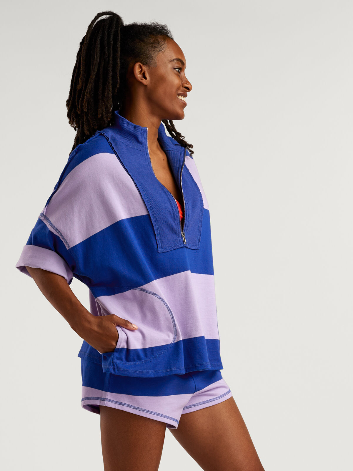 Retro Rugby Set – Cotton Quarter-Zip Short Set | Title Nine