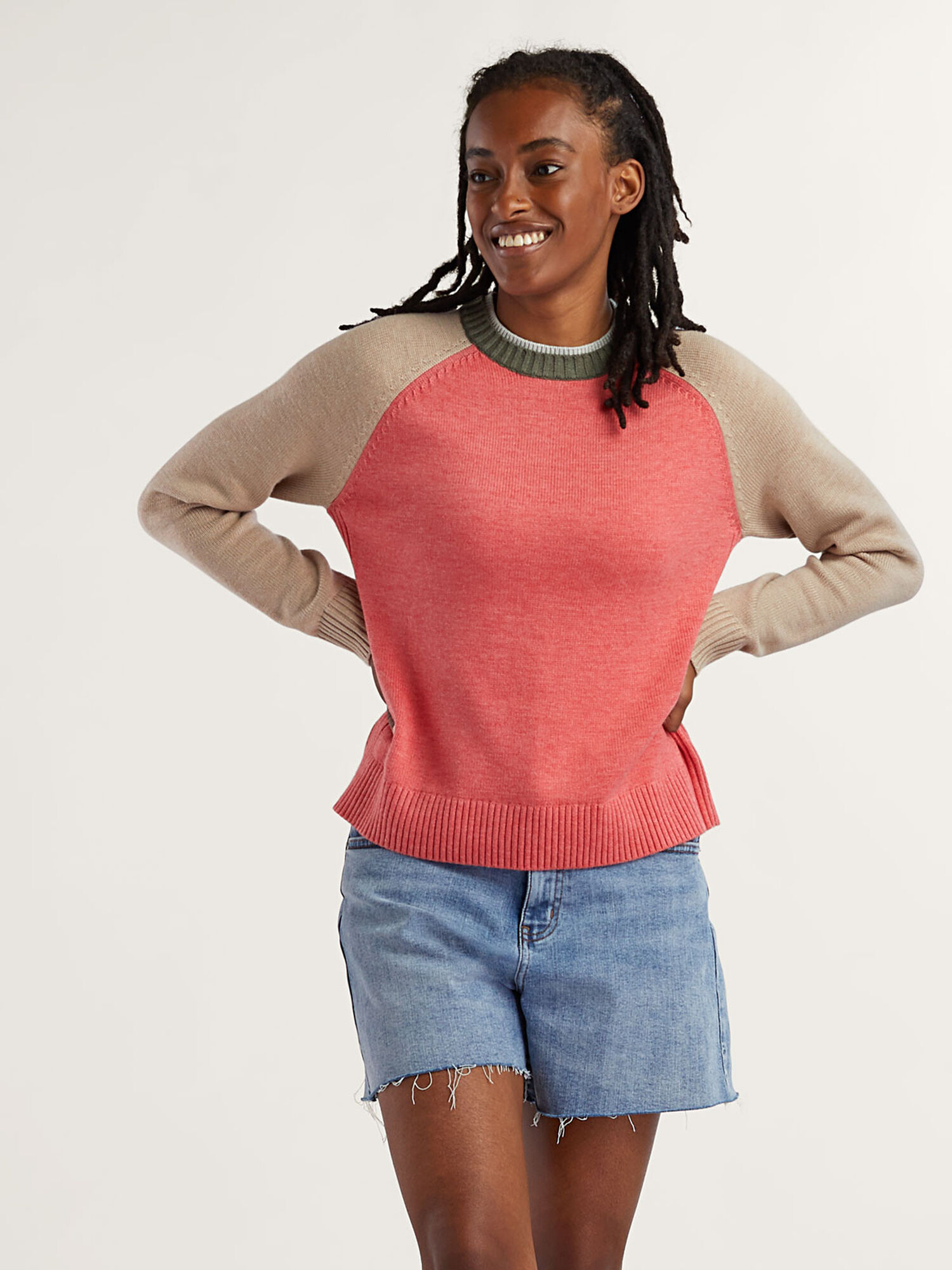 Women's Mendocino Crew Neck Sweater Colorblock