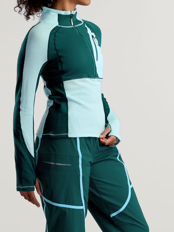 Joytrek Grid Fleece 1/2 Zip Wool Midlayer for Hiking & Run