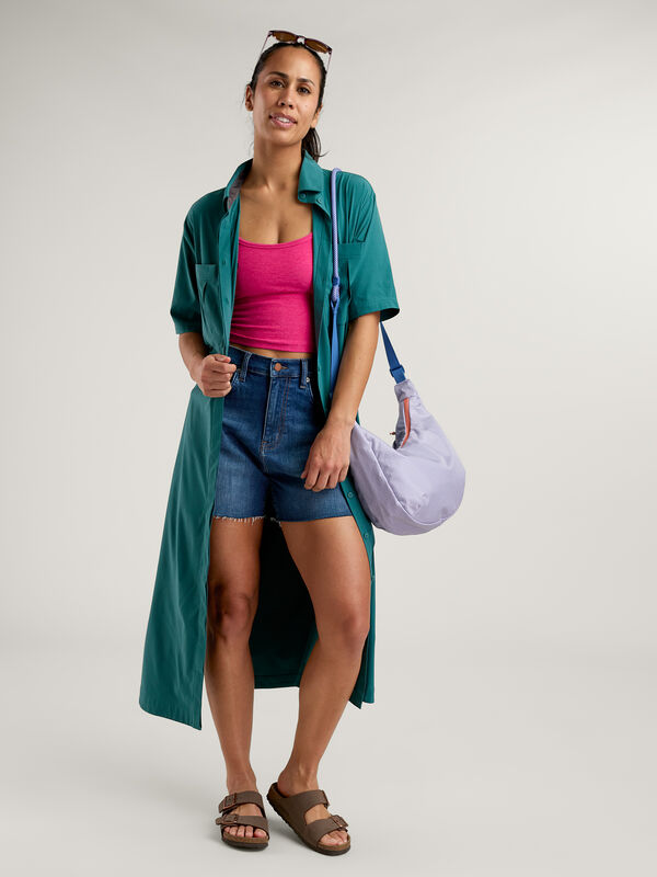Sola Button Down Shirt Dress Wrinkle-Free Travel Shirt Dress