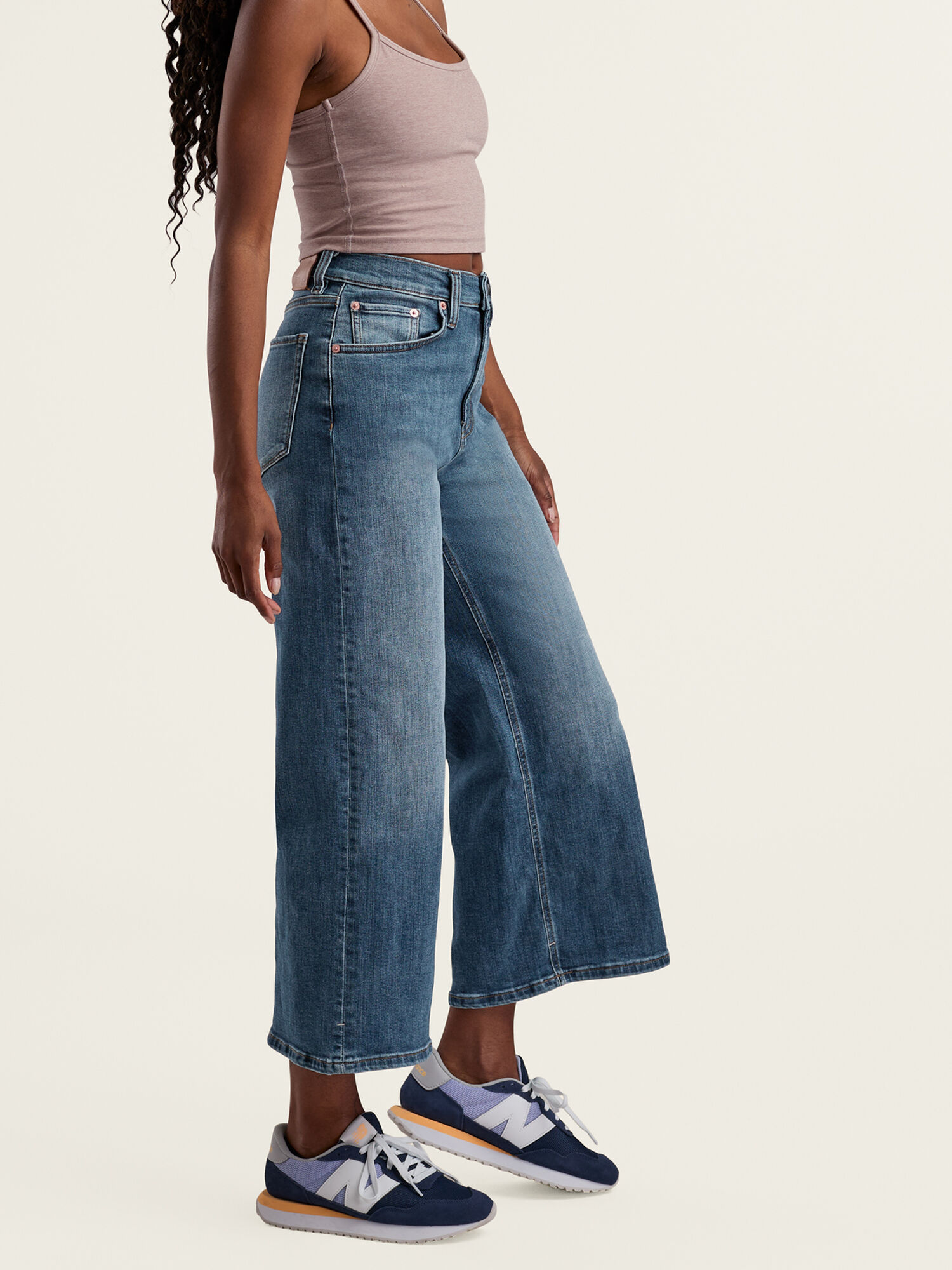 Performance Denim High Rise Wide Leg Cropped Jean, , original