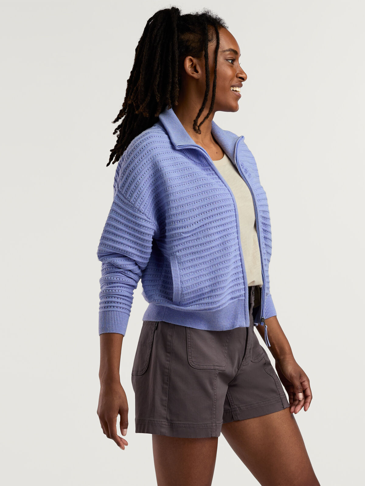 Avila Full Zip Sweater | Women's Breathable Cotton Zip Cardigan