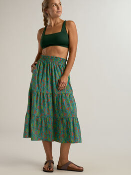 Flowy Midi Skirt: Crusher - Tiered