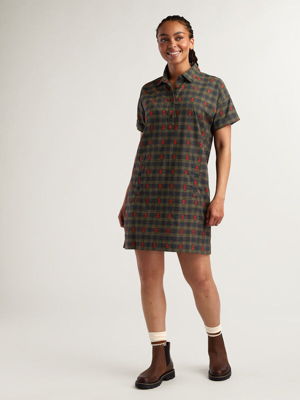 Plaiditude Short Sleeve Shirt Dress, , original