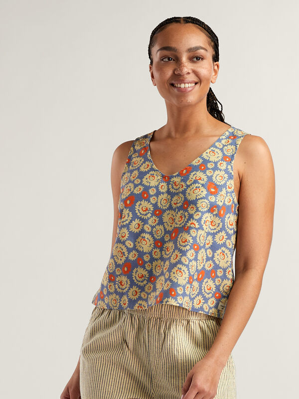 Baja Button Back Tank Top, North Shore Shape Print, original