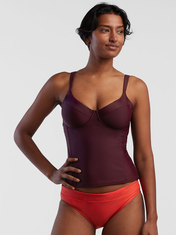Bodacious 2.0 Underwire Tankini Top - Solid, Rich Fig, original