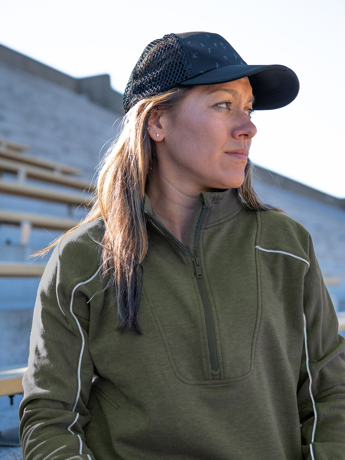 Oiselle Running Trucker Hat with Reflective Title Nine