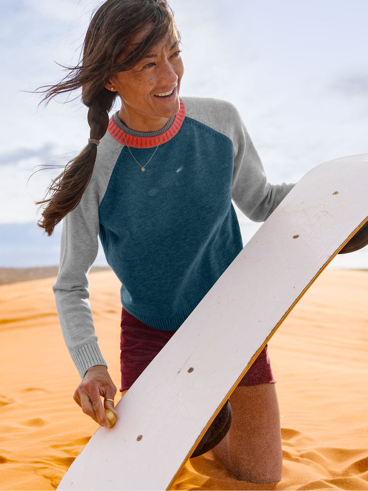 Women's Mendocino Crew Neck Sweater Colorblock