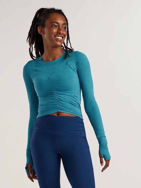 Free People Women’s Tempo Ruched Long Sleeve Crop Top