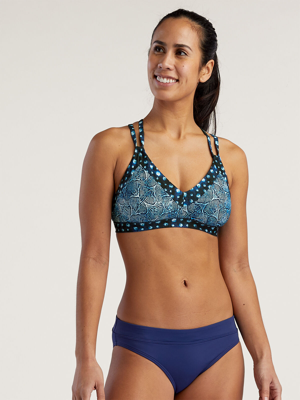 Supportive Strappy Bikini Top: Siren - Kasuri | Title Nine