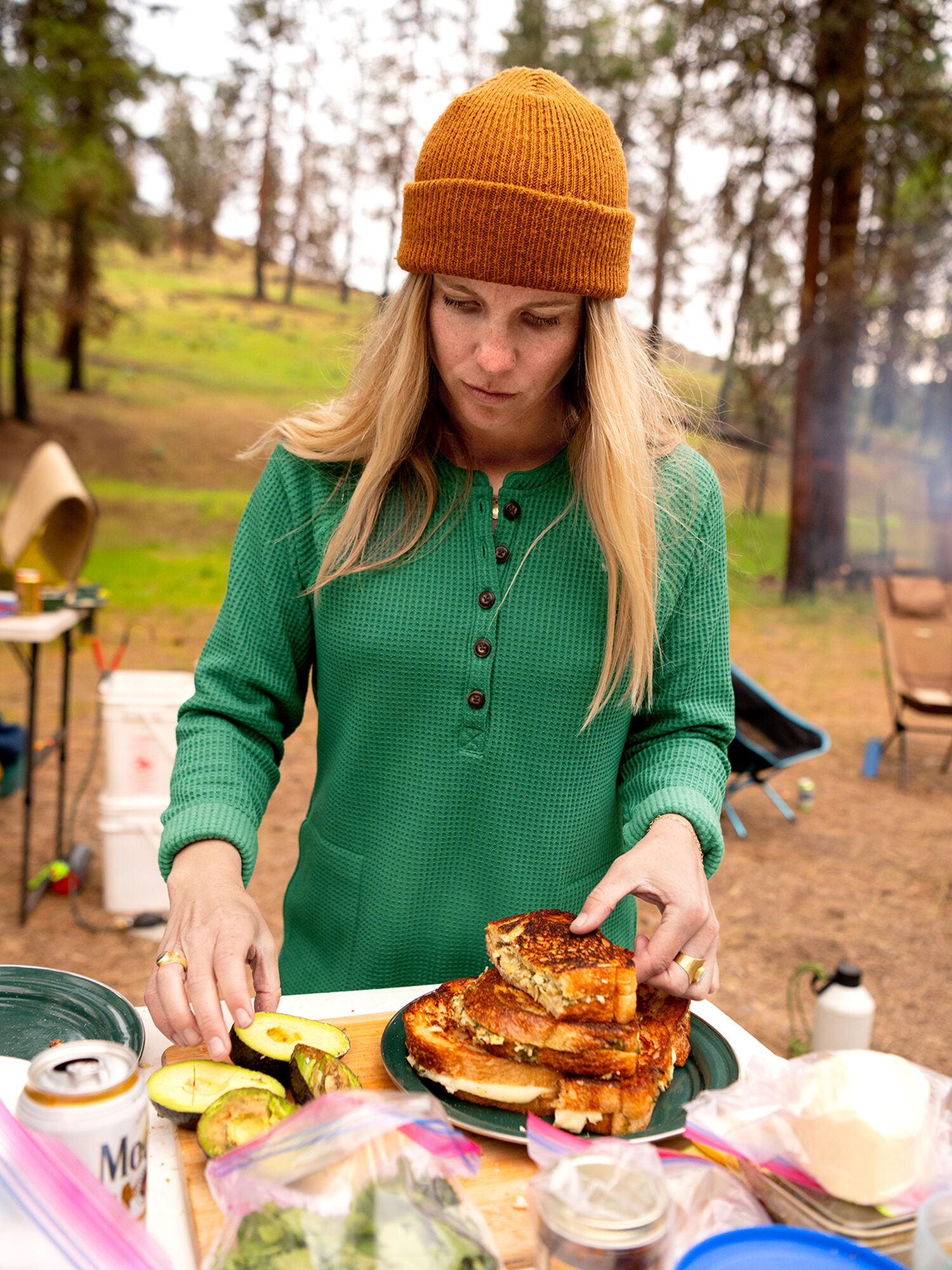 Bitterroot Waffle Henley Dress, , model