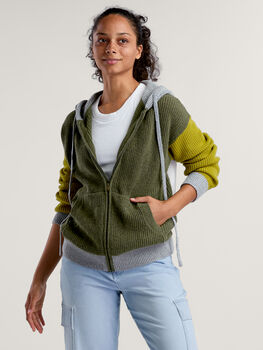Women's Full Zip Merino Wool Sweater: Equinox