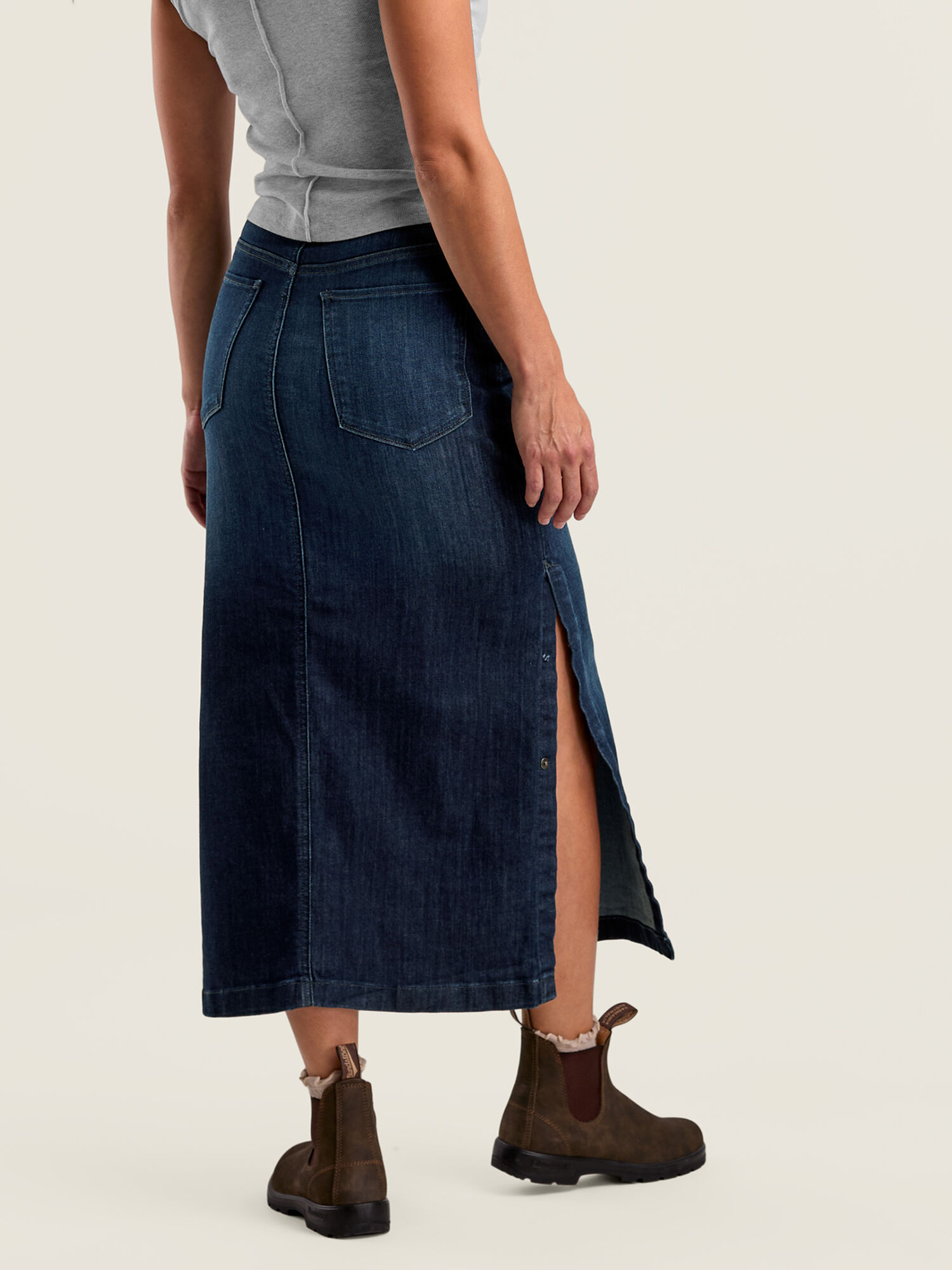 Performance Denim Slit Skirt, , original