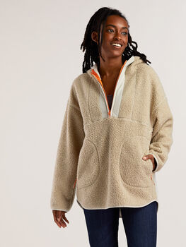 Sawtooth Hooded Tunic Length Fleece Pullover