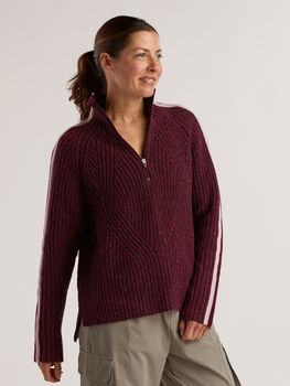 Women’s Snowcat 1/4 Zip Washable Wool Blend Pullover Sweater