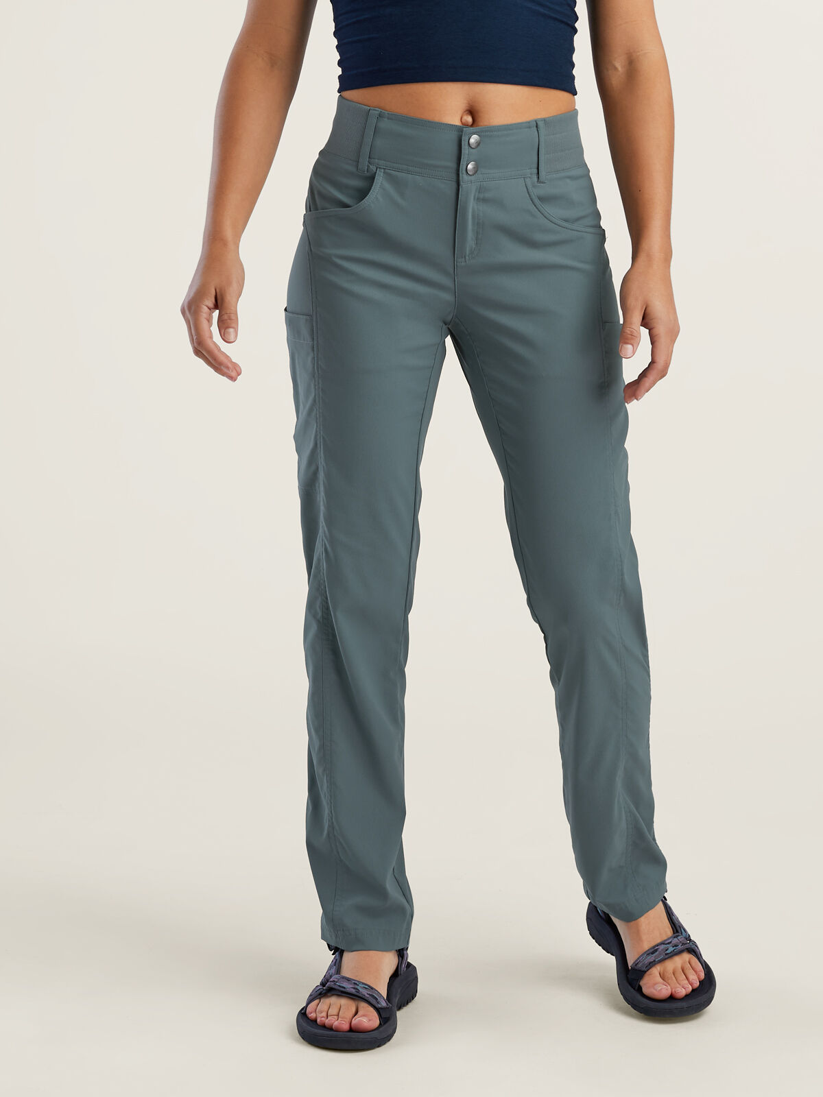 Buy Marks & Spencer Women Blue Slim Fit High Rise Trousers - Trousers for  Women 19241238 | Myntra