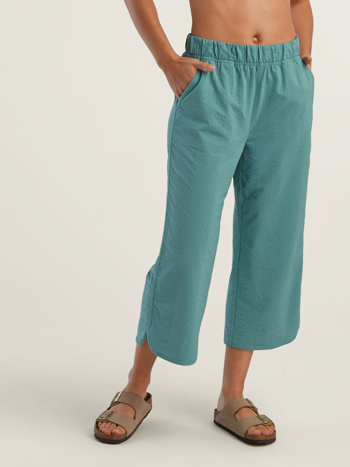 Wide Leg Cropped Pants: Slaycation Textured