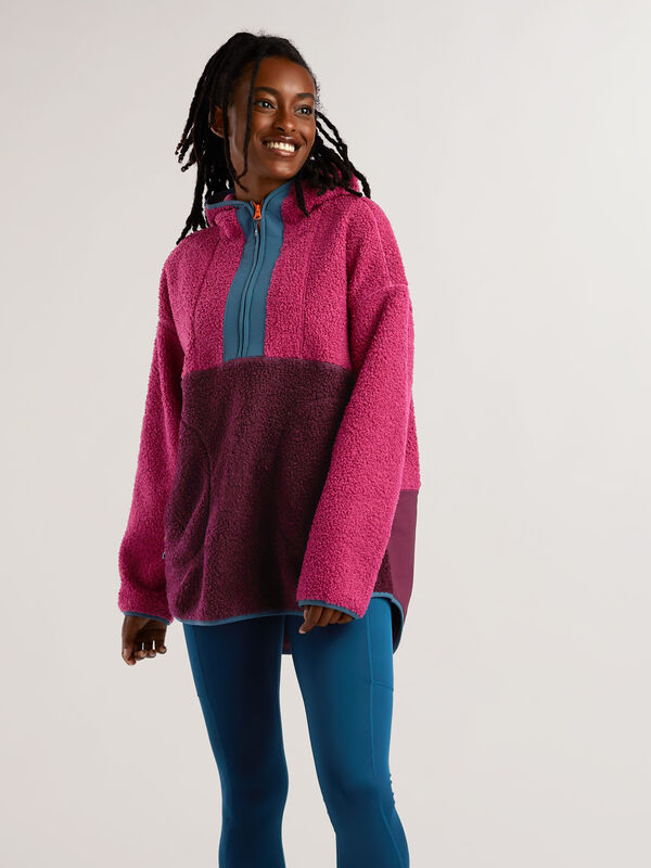 Sawtooth Hooded Tunic Length Fleece Pullover