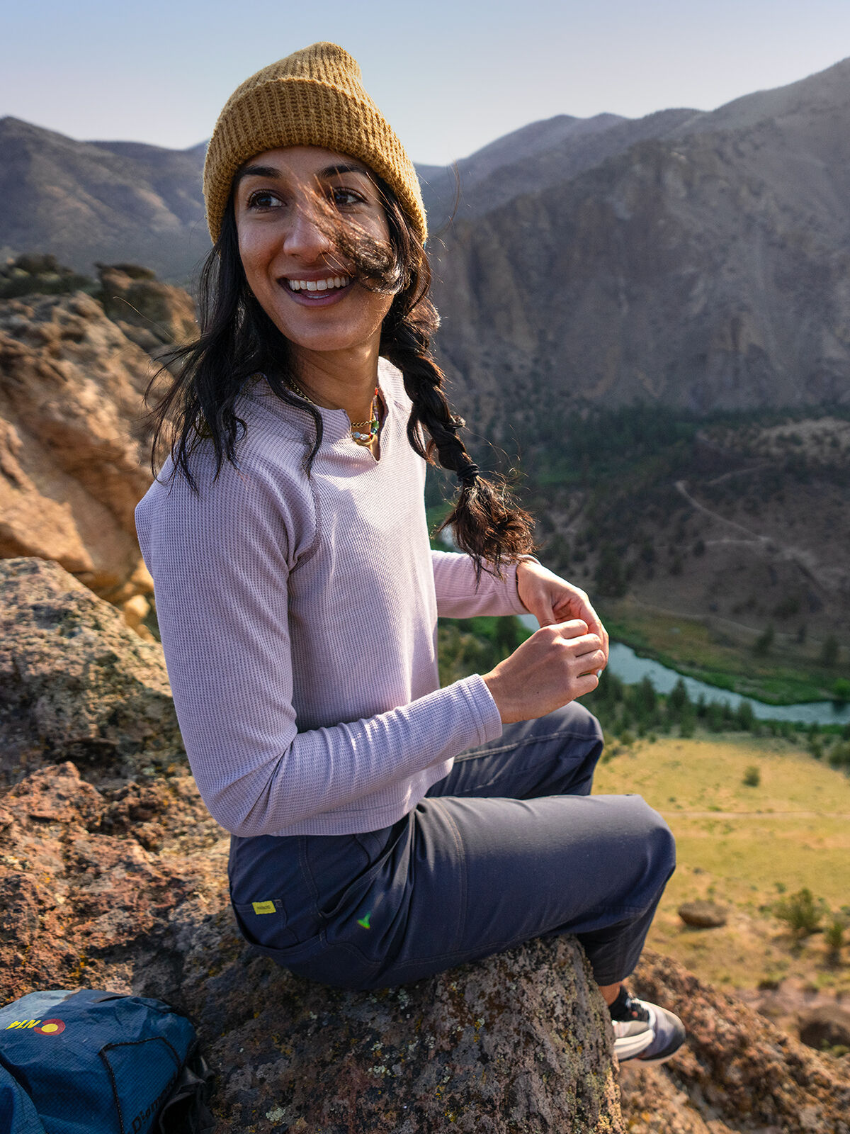 Women's Long Sleeve Waffle Knit Top Nectar | Title Nine