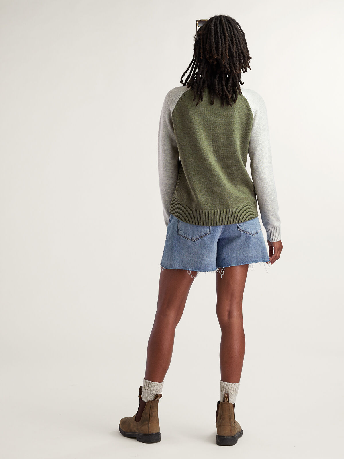 Women's Mendocino Crew Neck Sweater Colorblock Women's Mendocino Crew Neck Sweater Colorblock