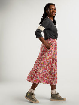 Flowy Midi Skirt: Crusher - Tiered