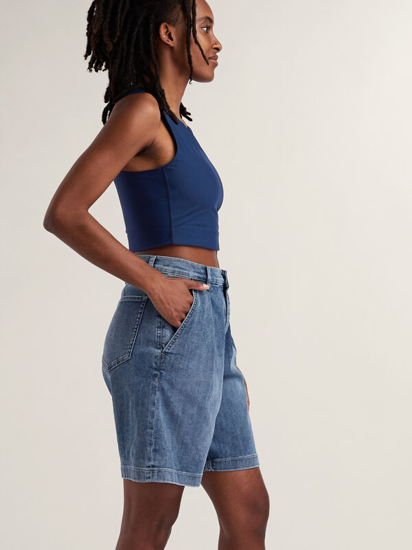 Performance Pleated Jean Shorts 8", , original