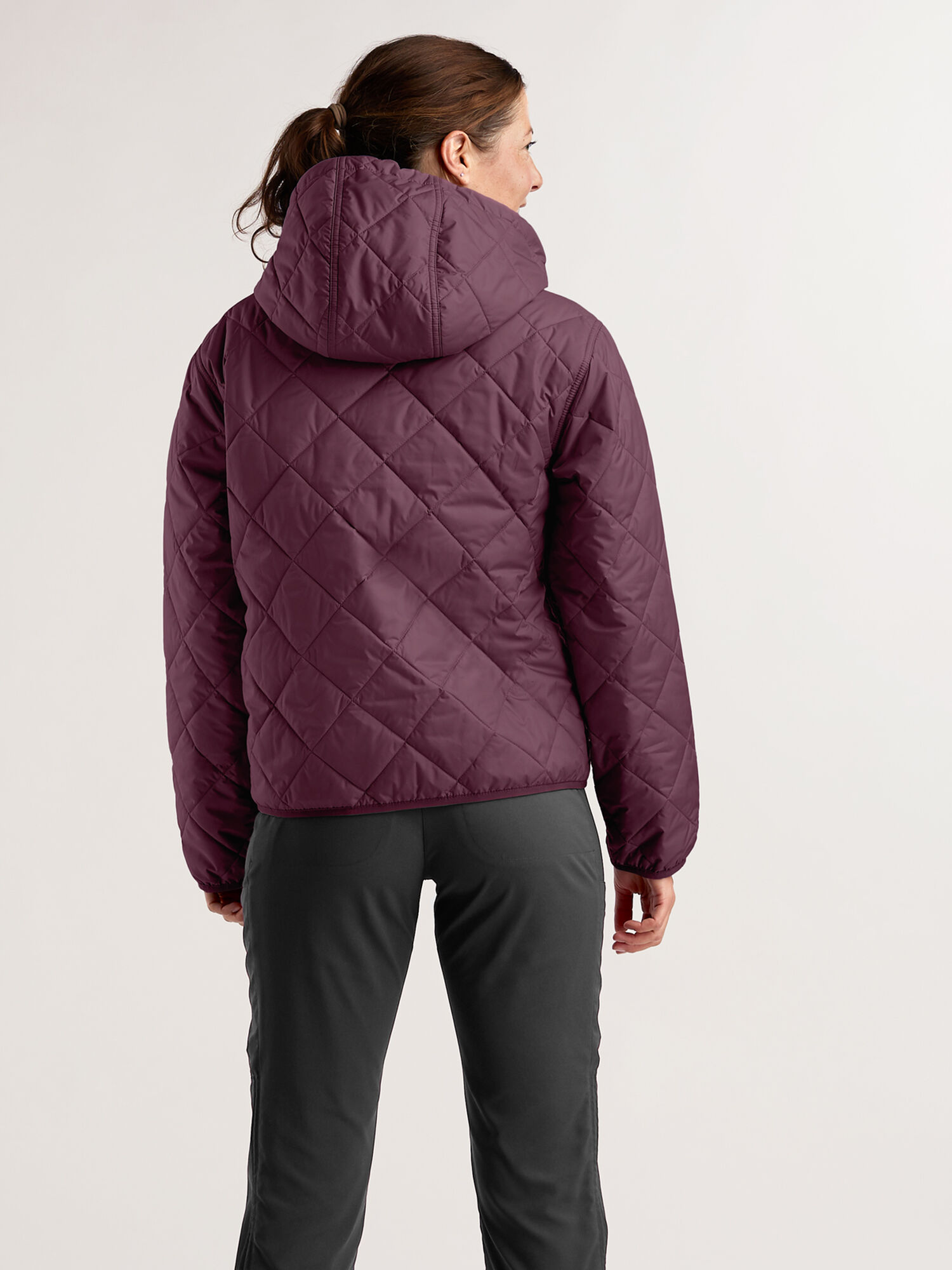 Diamond Quilted Bomber Hoodie Jacket, , original
