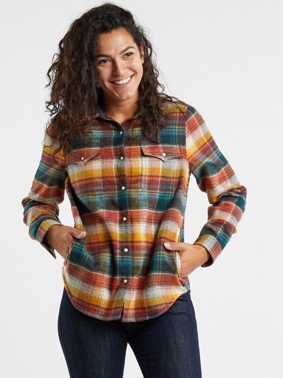 Recycled Lumberjill Shirt Jacket: Model Image