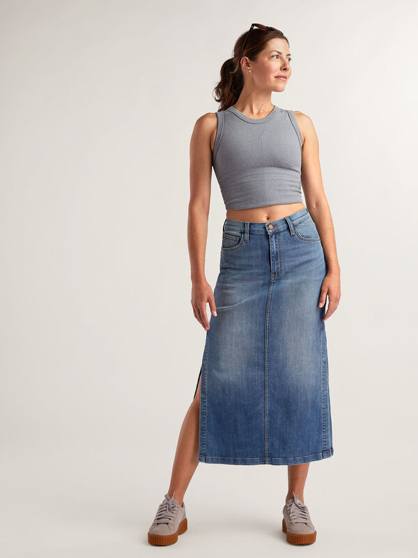 DUER Women’s Performance Denim Midi Skirt