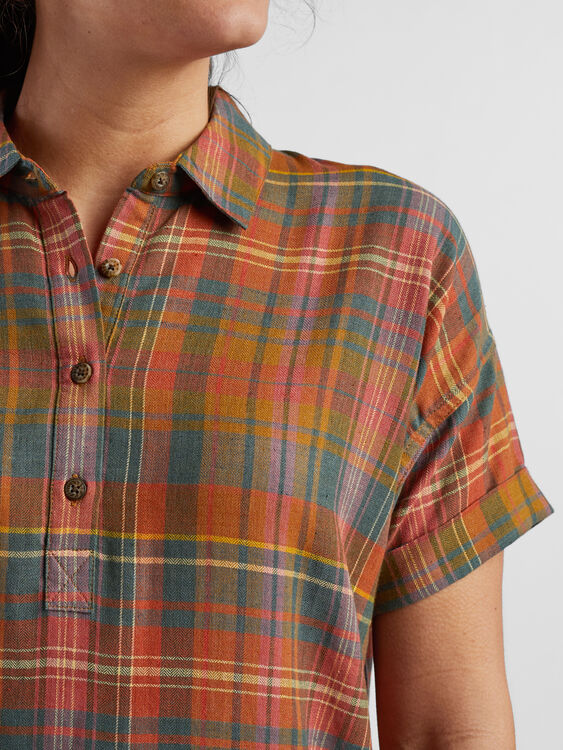 Plaiditude Short Sleeve Shirt Dress, , original
