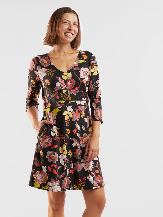 Dream 3/4 Sleeve V Neck Dress - Branwen, , original