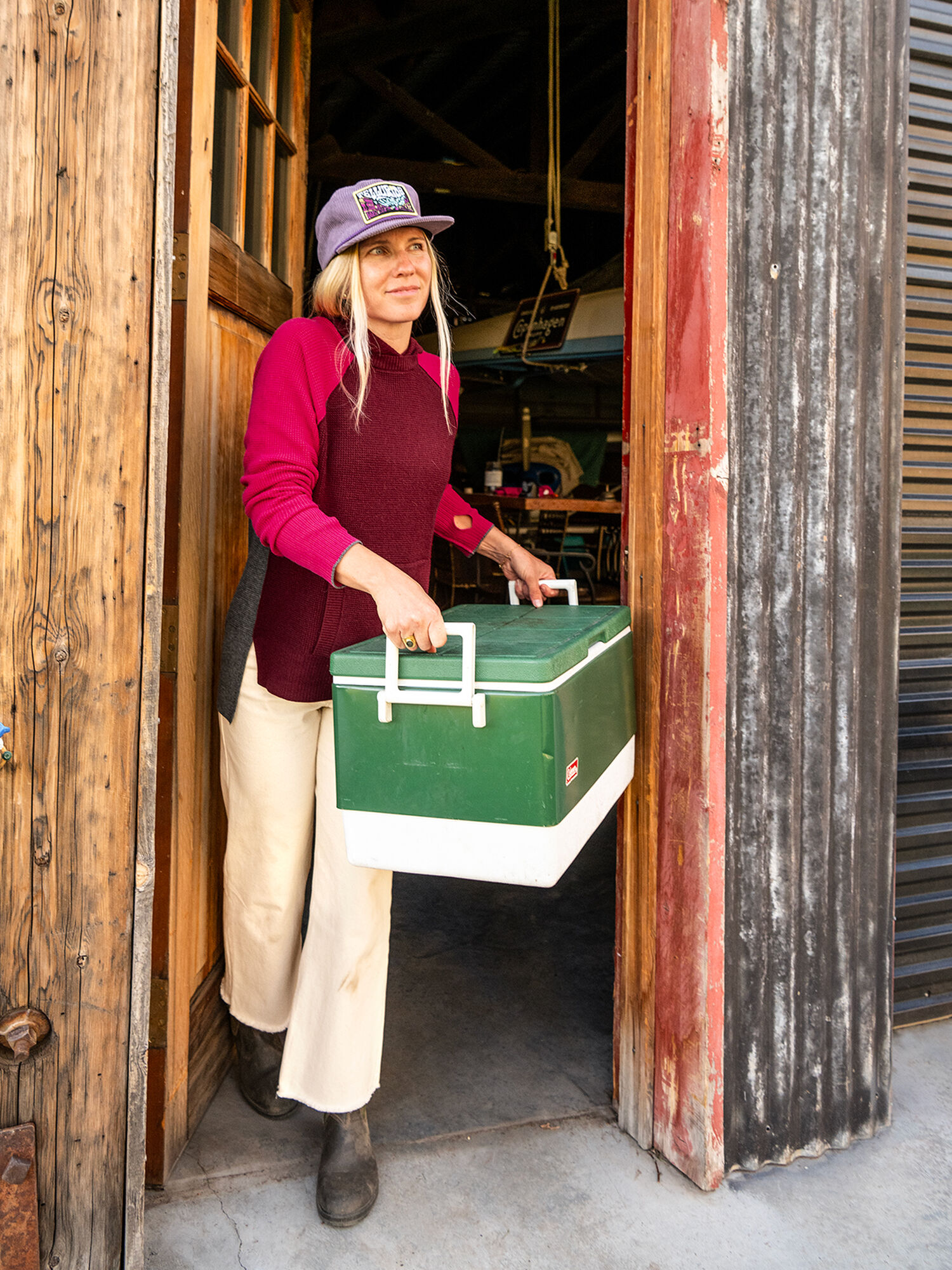 Saltbox Waffle Tunic Sweater, , model