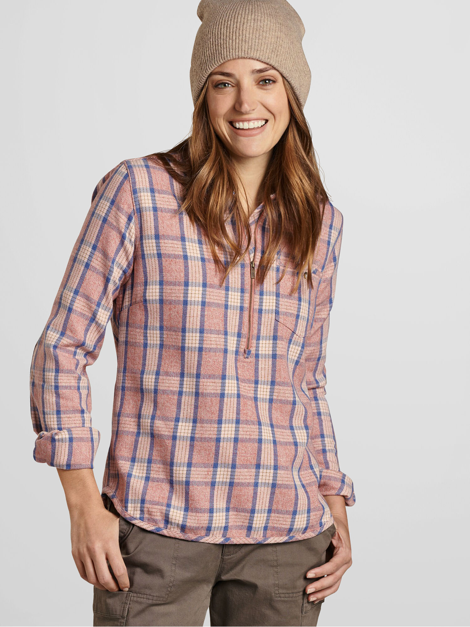 Plaiditude Recycled 1/4 Zip Pullover, , model