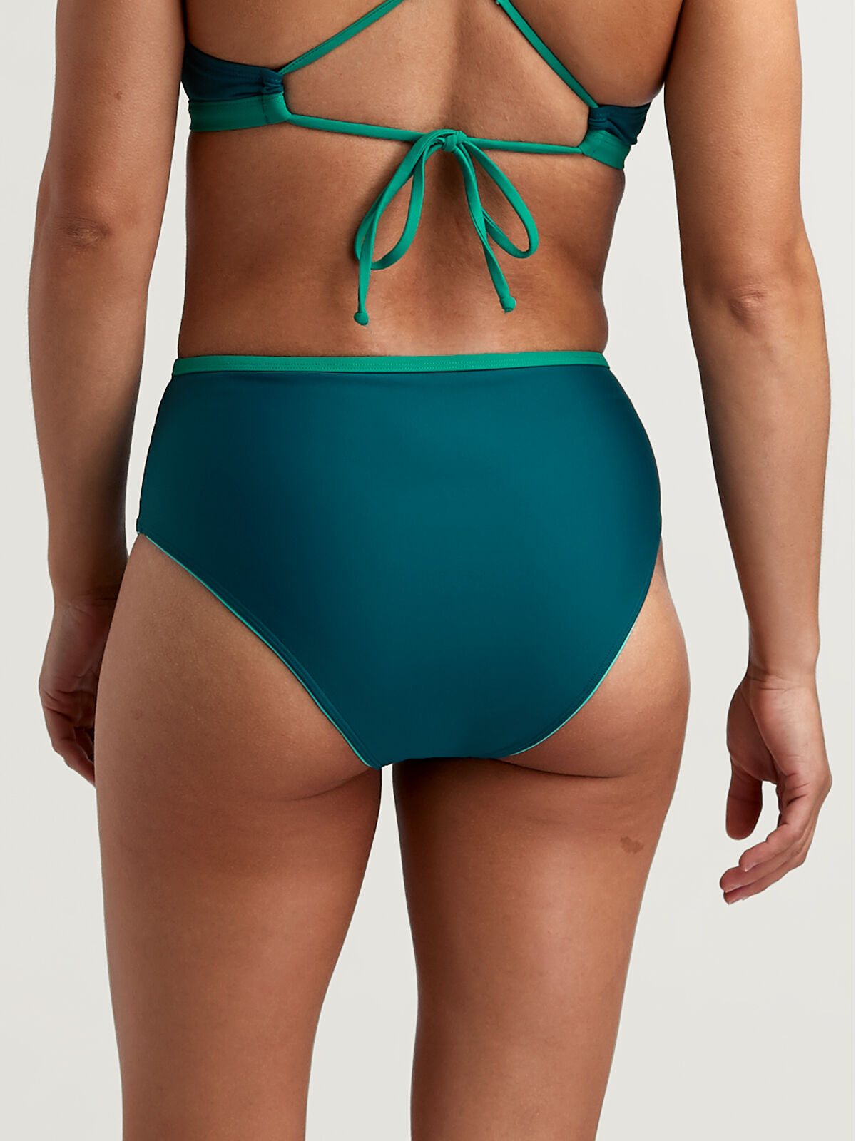 GLOWNY ■ HIGH WAIST BIKINI BOTTOM High Waisted Bikini Bottom: Riptide - Colorblock | Title Nine