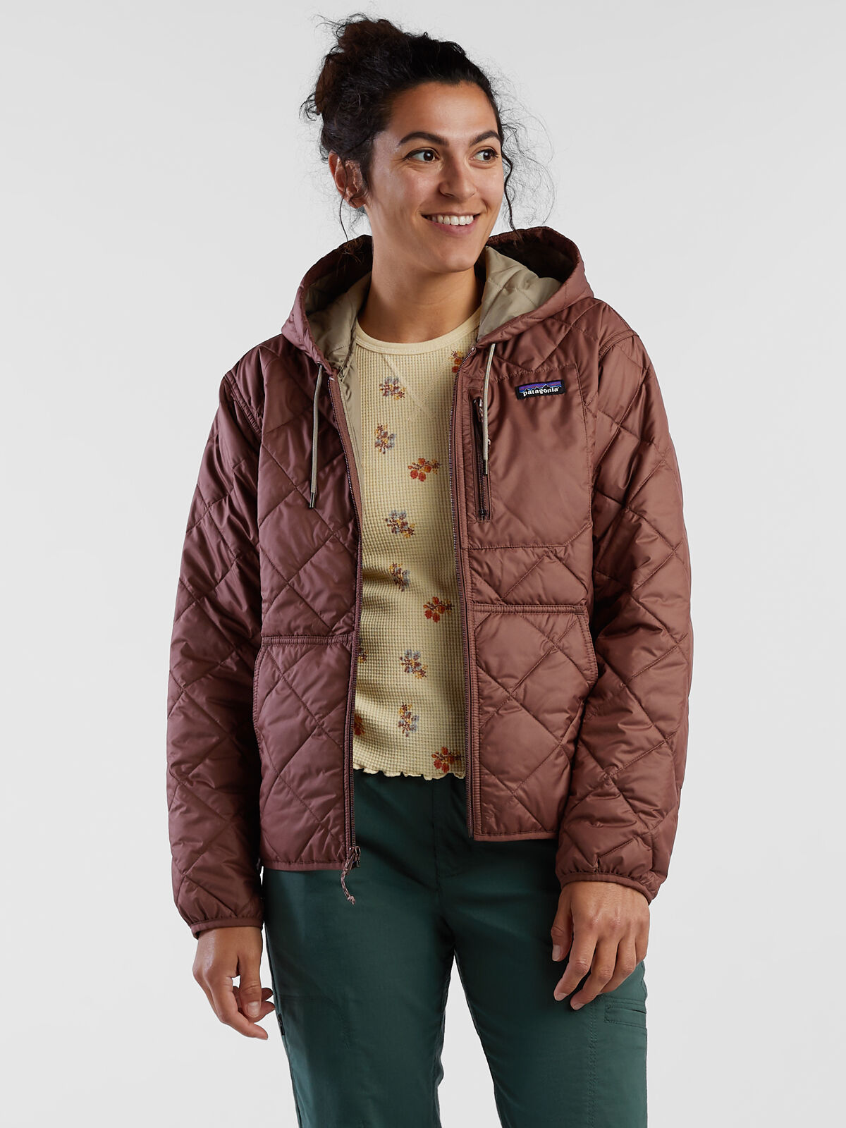 Diamond Quilted Bomber Hoodie Jacket