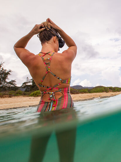 Fergusen One Piece Swimsuit - Cacti Soleil Stripe, , model