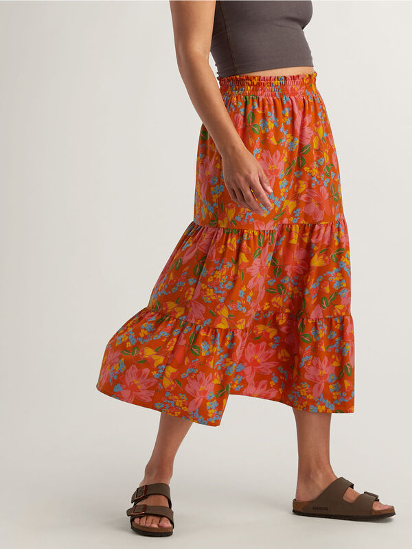 Crusher Tiered Midi Skirt, , original