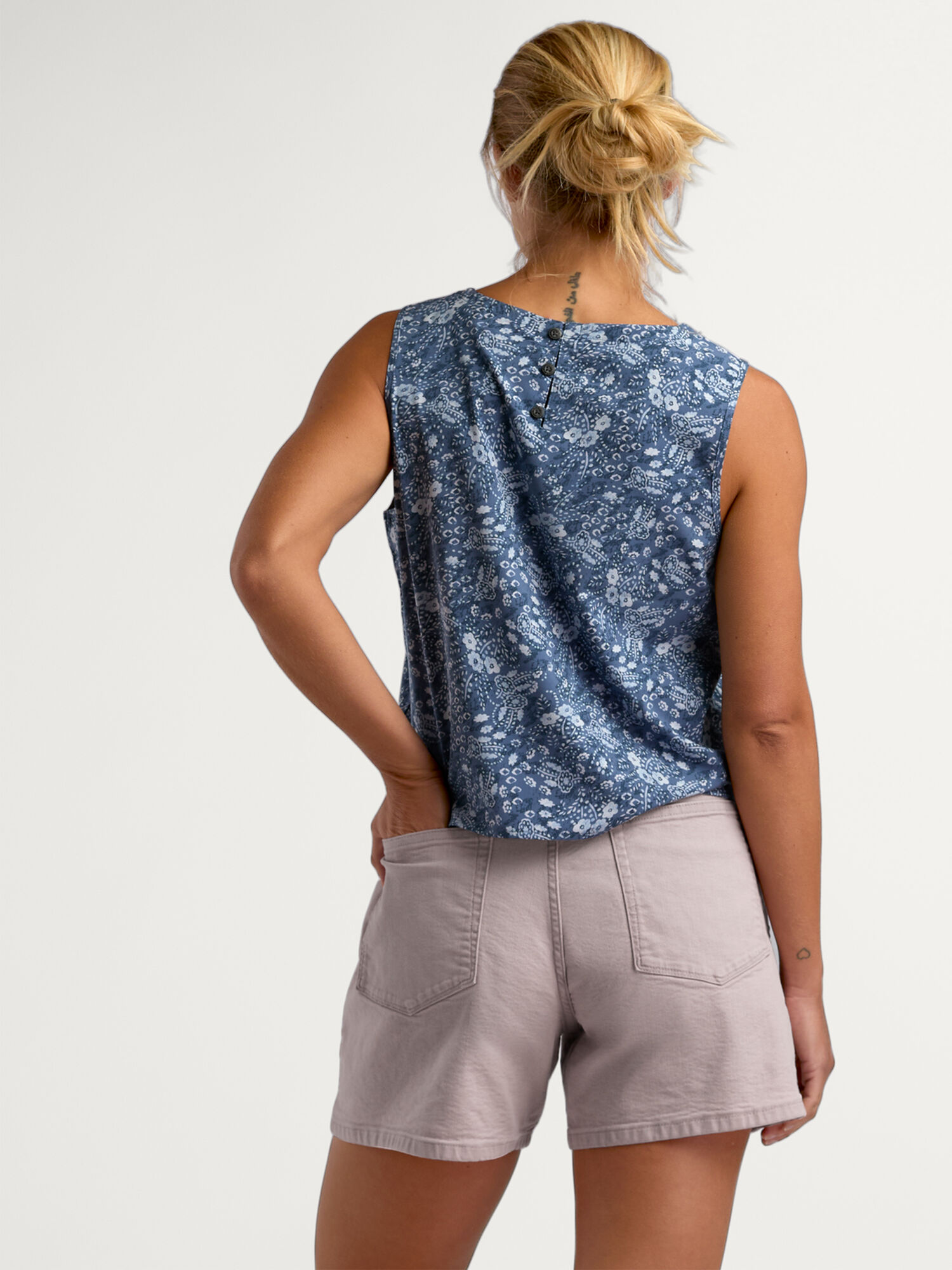 Perfromance Stretch Canvas High Rise Relaxed Shorts, , original