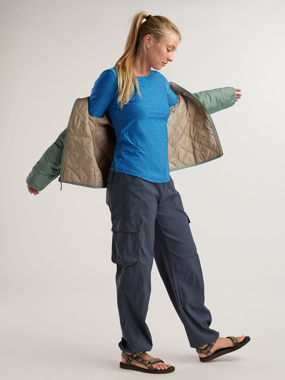 トップス everyone high gauge border long sleeve No Boundaries Juniors' Everyday Long Sleeve T-Shirt-Grey