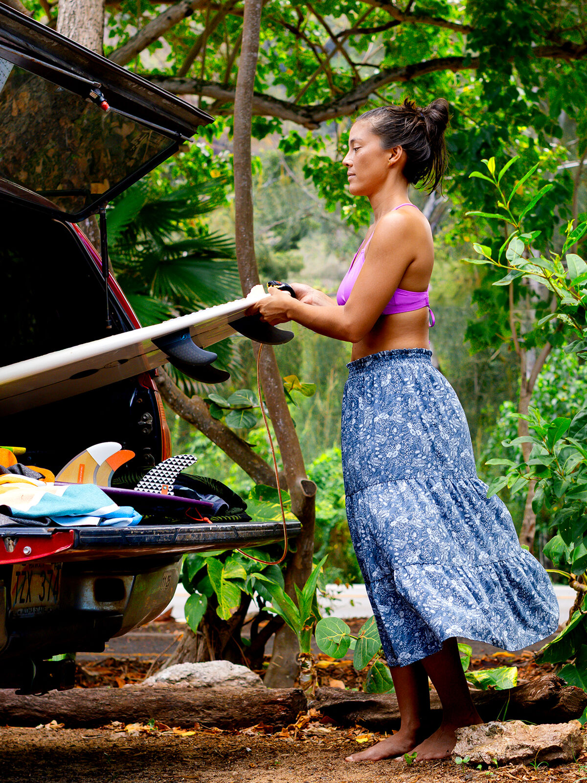Flowy Midi Skirt: Crusher - Tiered