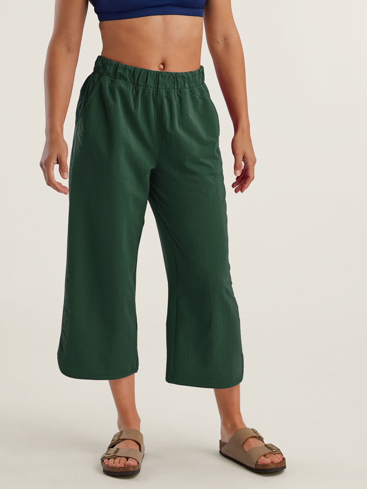 Wide Leg Cropped Pants: Slaycation Textured