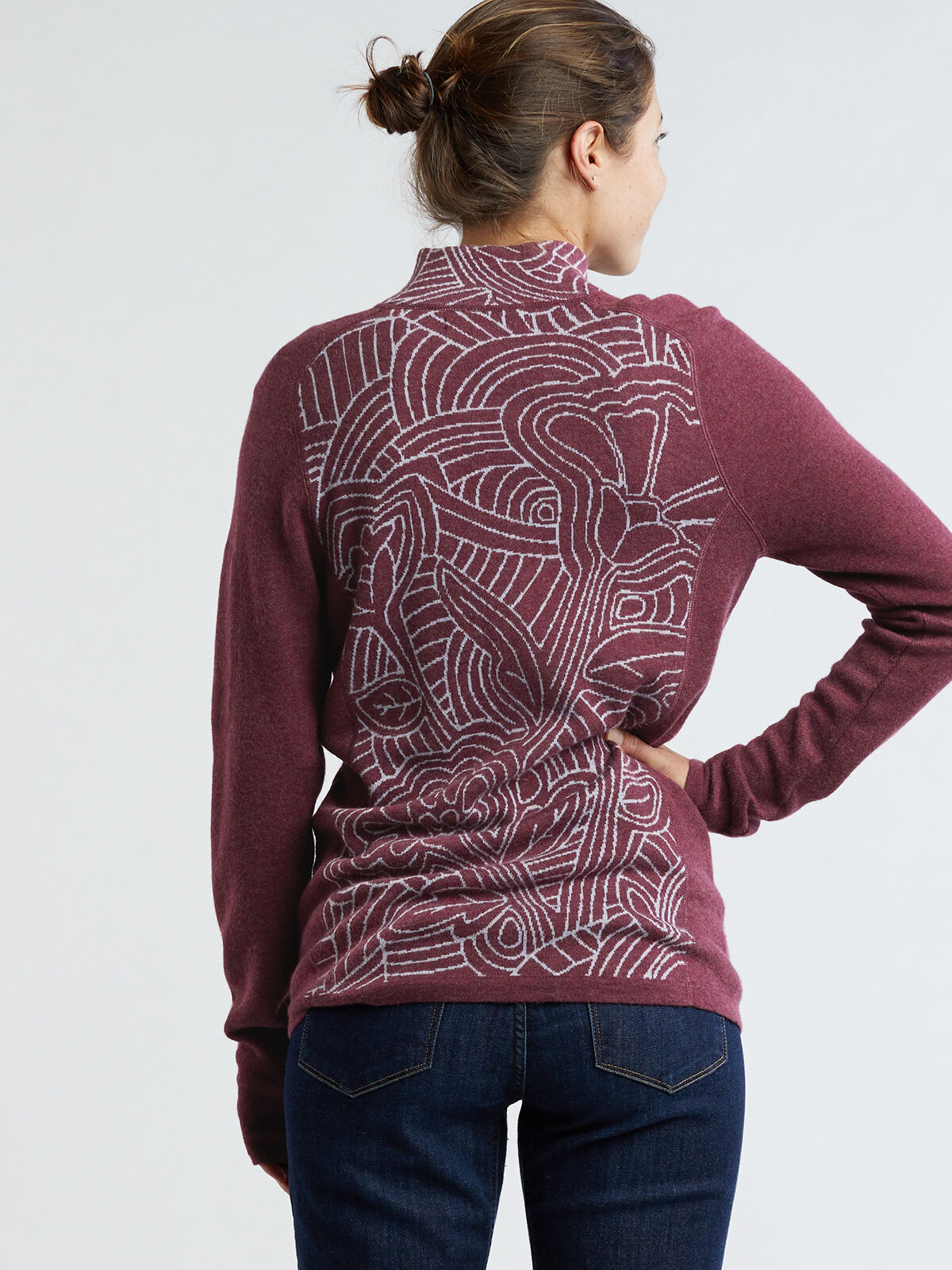 Zip Sweater - Super Power Woodcut Botanical | Title Nine