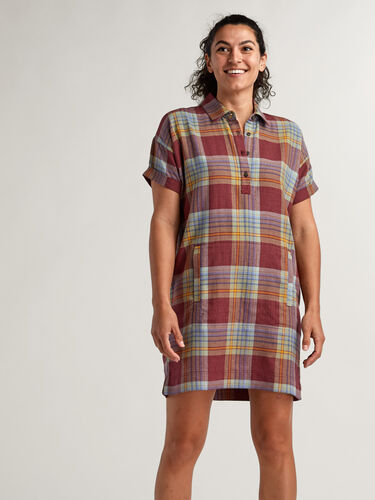 Plaiditude Short Sleeve Shirt Dress