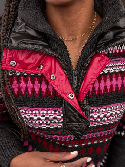 Black Heart 1/4 Zip Sweater, , model